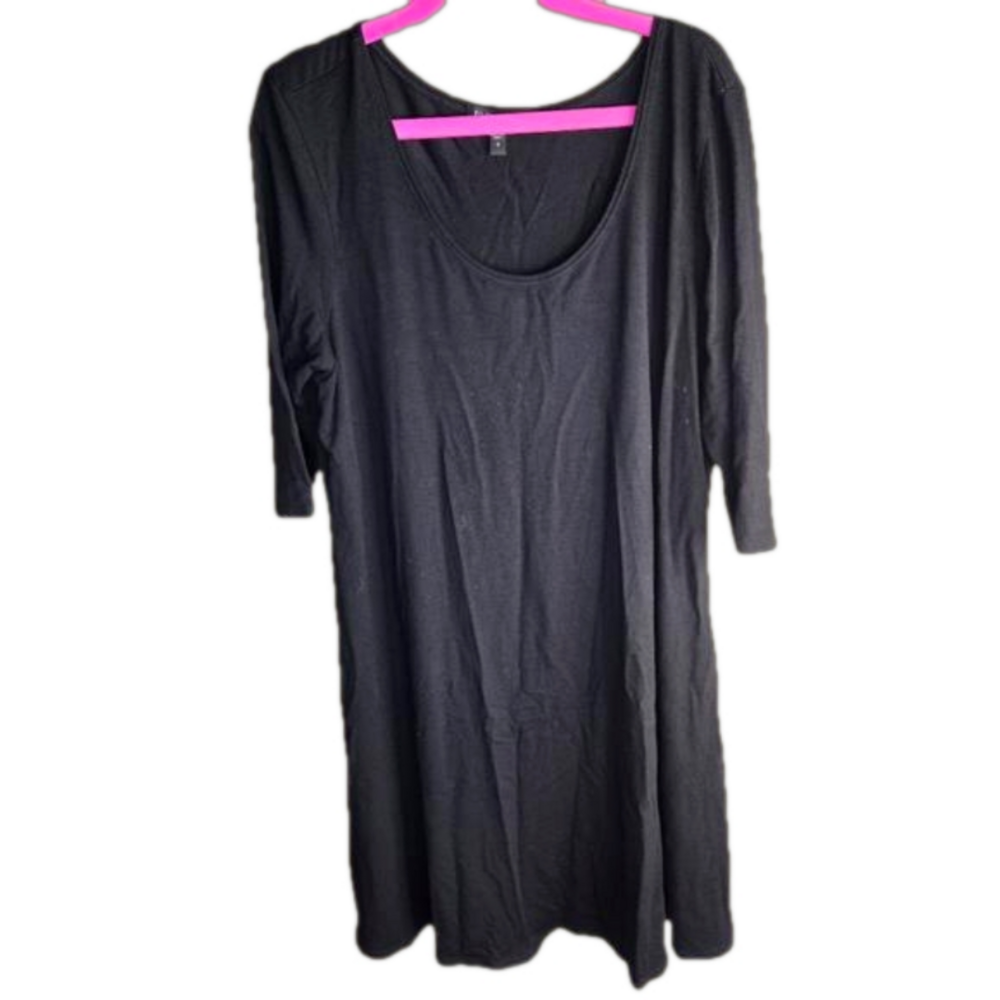 Eileen Fisher S Black 92% Rayon 8% Lycra Round Neck, 3/4 Sleeves